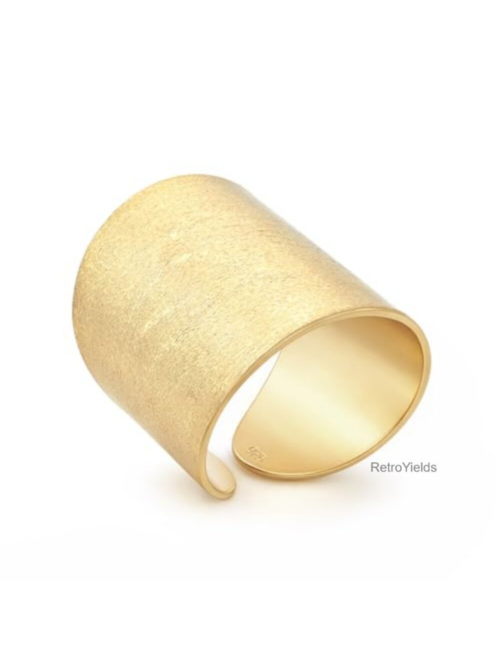 14K Gold-Plated Sterling Silver Adjustable Wide Cuff Ring Wrap Open Ring